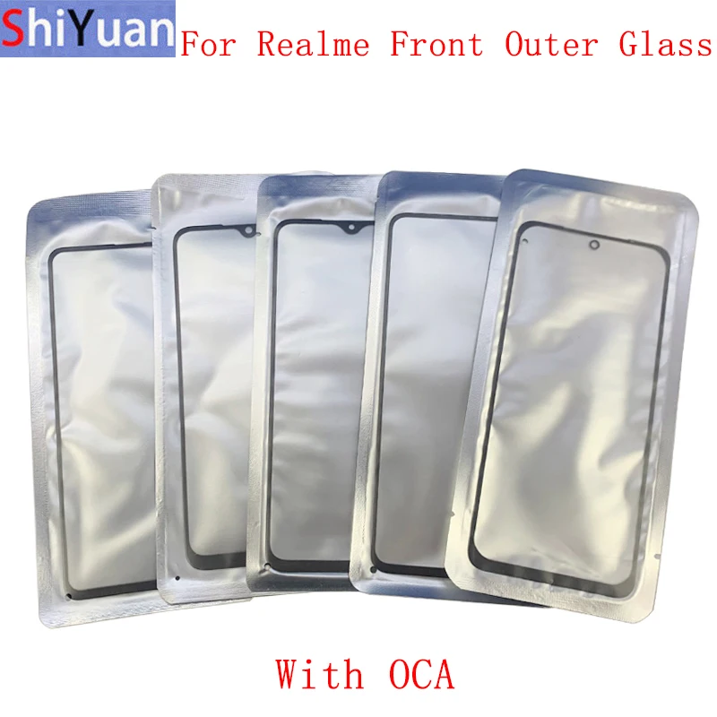 

5Pcs Front Outer Glass Lens Touch Panel Cover For Realme 7i C3 C11 C12 C15 C17 C20 C21 X3 X7 Glass Lens with OCA Repair Parts