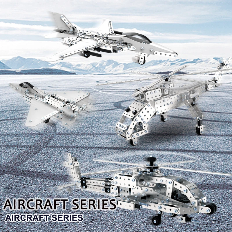 

Fighter 3d Metal Building Blocks Aircraft Helicopter Military Model Assemble Jigsaw Toys Gift For Children Kid Alloy Decorations