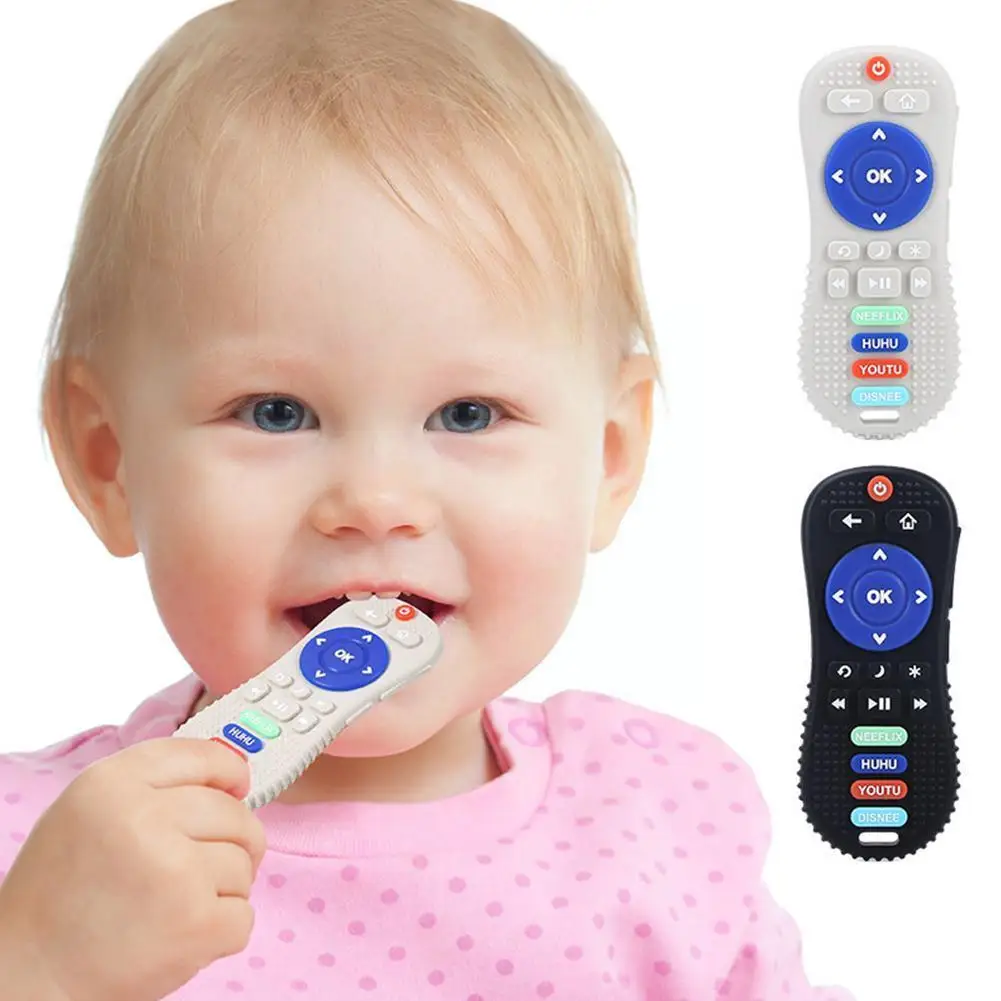 Soft Silicone Baby Teething Toys Pressable Remote Control, Remote Control Game Controller Teething Toy For Babies 6-12 Mont C6e1