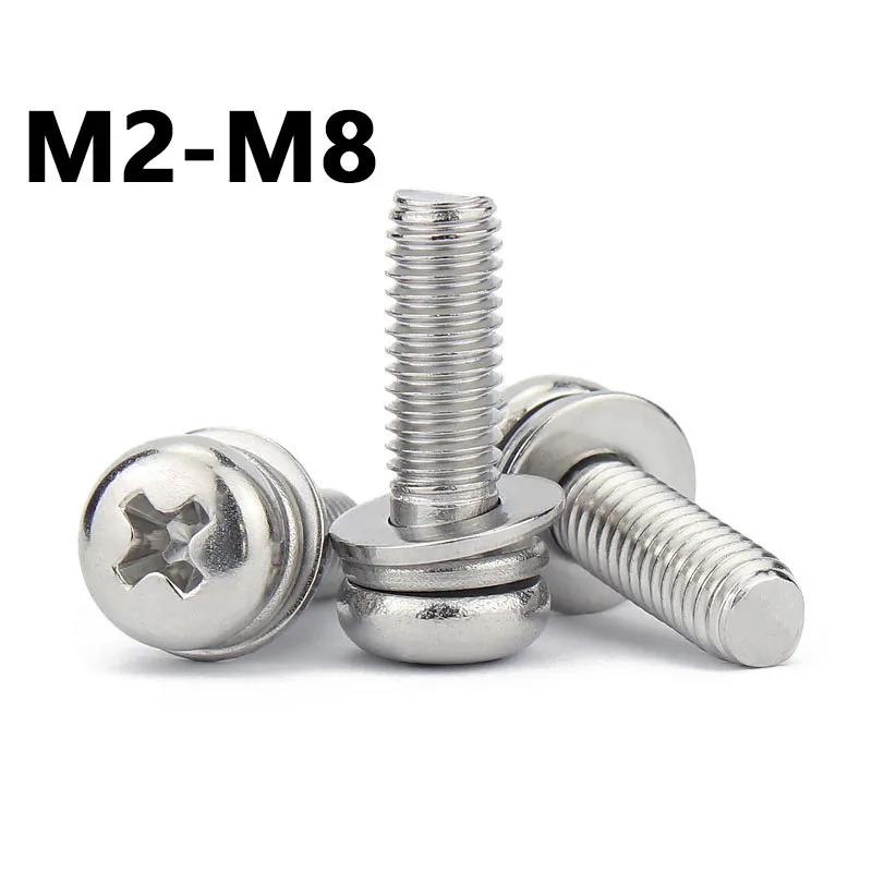 

M2 M2.5 M3 M4 M5 M6 304 круглая головка Phillips комбинированная головка винта