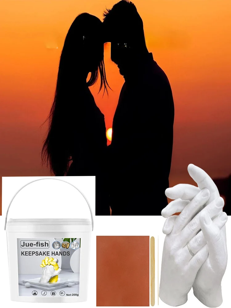 

3D Plaster Mold DIY Couples Wedding Holding Hand Foot Print Mold Figurines for Baby Souvenir Hand Casting Kit Home Decoration