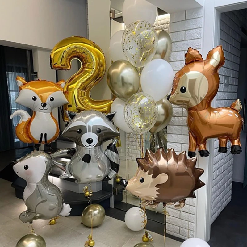 

Cartoon Jungle Hedgehog Fox Raccoon Giraffe Foil Balloons Set Baby Shower Kids Birthday Safari Party Decorations Supplies Globos