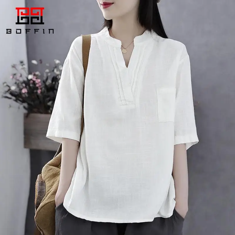 

Женская футболка с коротким рукавом и V-образным вырезом