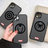 marvel logo shockproof clear matte case for apple iphone 11 12 13 pro max xr xs x 7 8 plus se mini case cover iron man spiderman