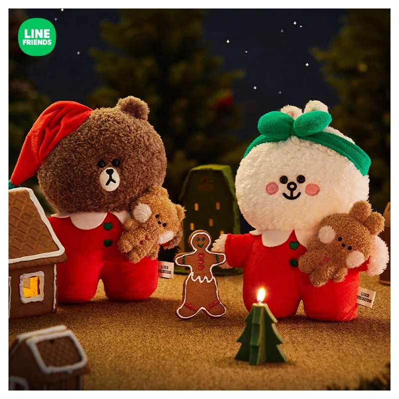 

Line Friends Anime Brown Cony Christmas Holiday Series Plush Toy Kawaii Cute Standing Posture Animals Plushie Doll Children Gift