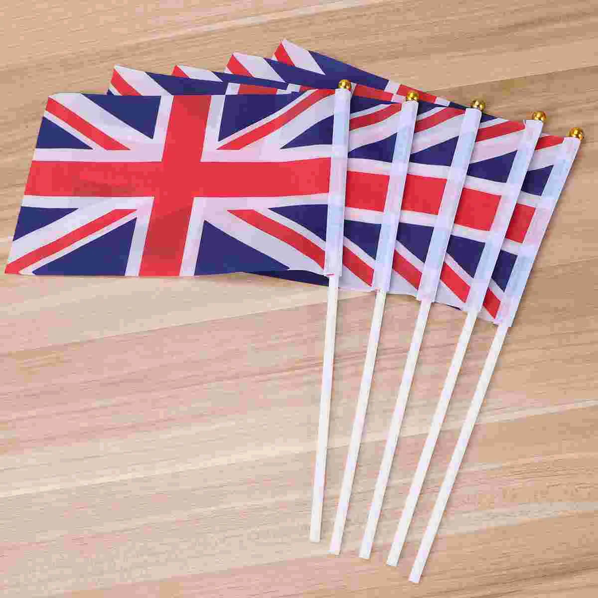 

100Pcs Union Jack Hand Held Flags Britain Flag Small Uk Flag Hand Flags Hand Held Flag Bunting Flags UK British Stick Flags