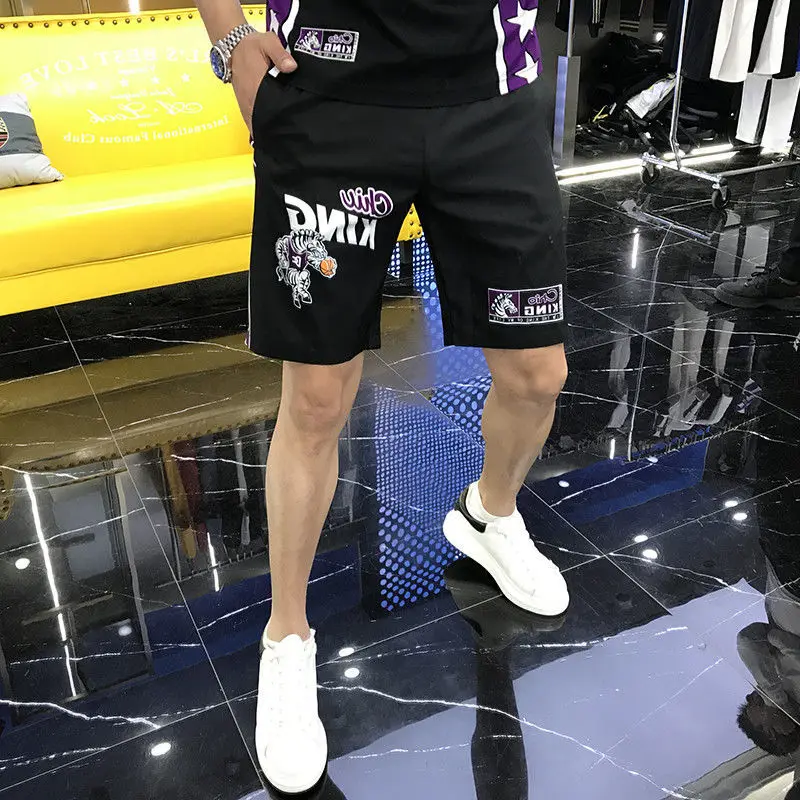 Men Clothing Set   New Korean Version of The Short-sleeved Short-sleeved T-shirt Shorts Sports and Leisure Two-piece Suit