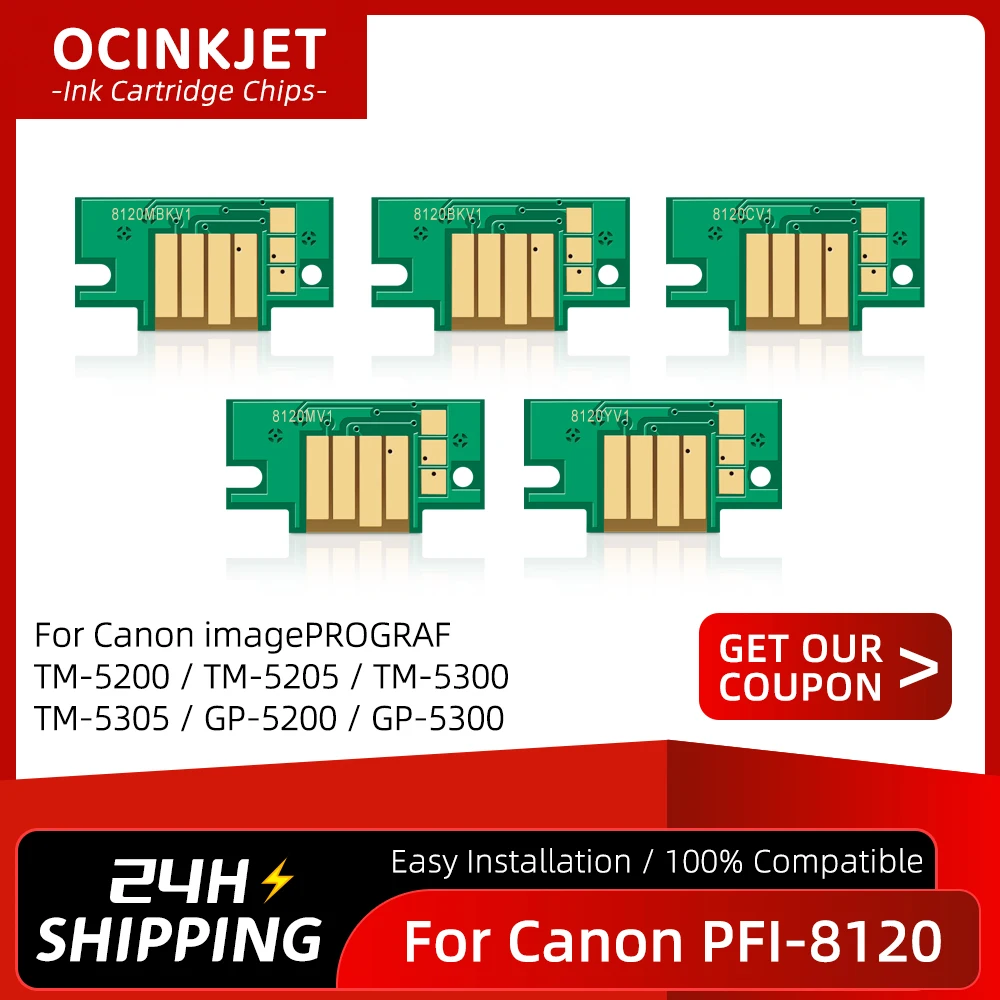 5 цветов для Canon PFI-8120 PFI8120 чип картриджа с чернилами imagePROGRAF TM5200 TM5205 TM5250 TM5300 TM5305 GP5200