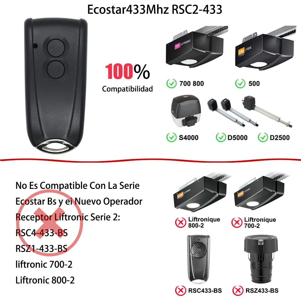 Фото RSC2 RSE2 433 Hormann ECOSTAR porte de Garage jwcommande porte RSC2-433 RSE2-433 émetteur de Code roulant 433,92 МГц №2