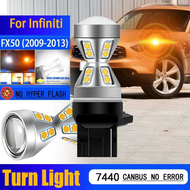 

For Infiniti FX50 2009 2010 2011 2012 2013 WY21W 7440 7440A 7441 Canbus No Error LED Turn Signal Light Blinker Bulbs Yellow 2PCS