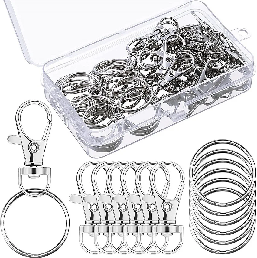 

70pcs Swivel Clasps Lanyard Snap Hooks with Key Rings Key Chain Clip Hooks Lobster Claw Clasps for Keychains Jewelry