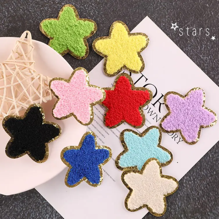 

10 Pcs Towel Star Embroidered Patch Sequin Edge Motif Applique Fabric Clothing Hat Bag Shoe Decor Repair Accessory