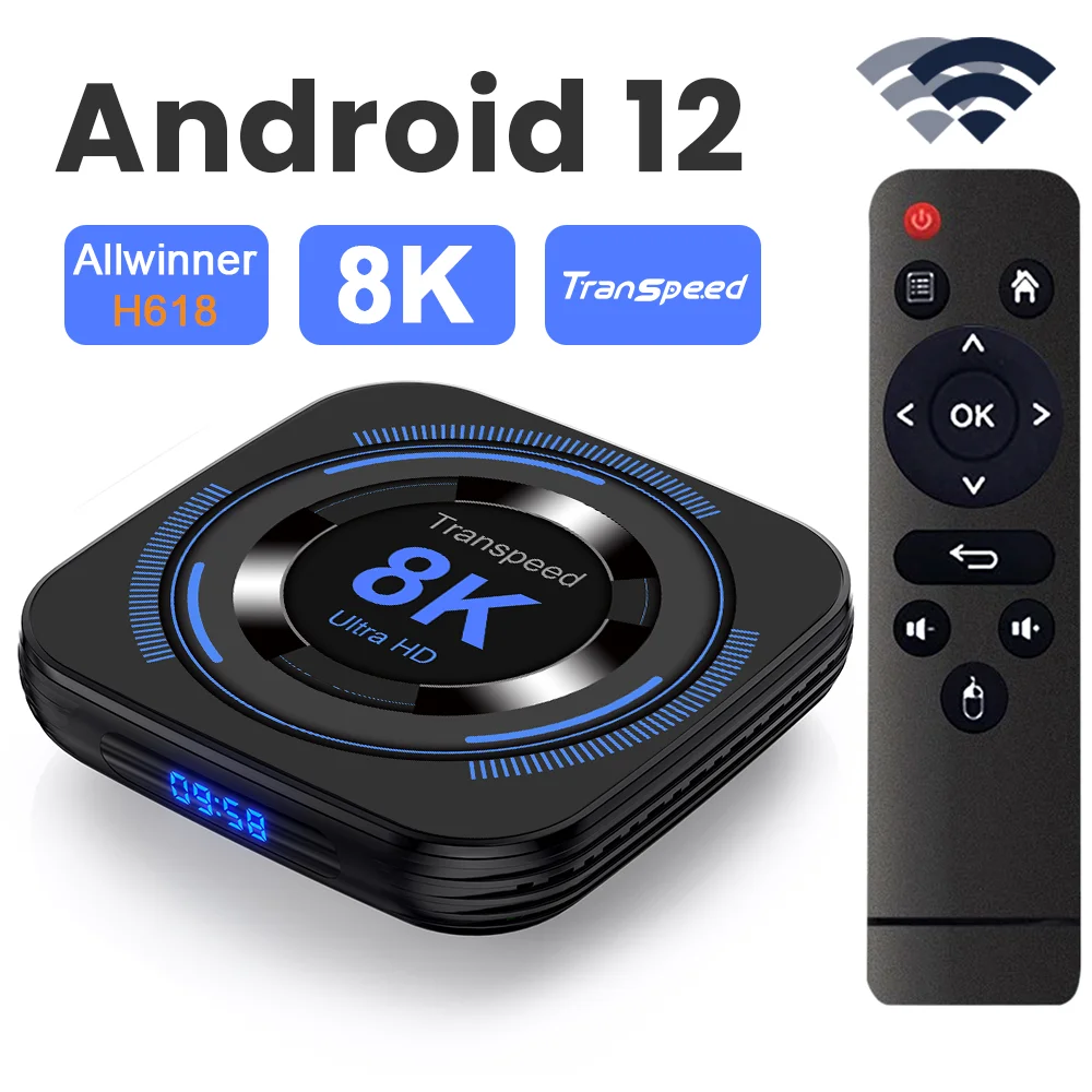 Приставка Transpeed Android 12 четырехъядерный процессор Allwinner H618 двойной Wi-Fi 4K HDMI
