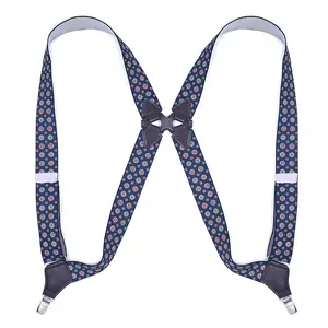 Blesiya Men's Suspender 120*3.8cm Elastic Belt Loops Adjustable x Type with Strong Clips, Size: One size, Black