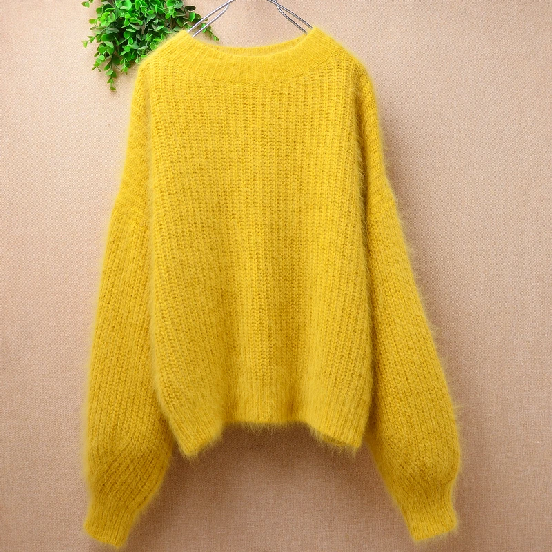 Женская осенне-зимняя одежда волосатый ангорский кролик вязаный свободный