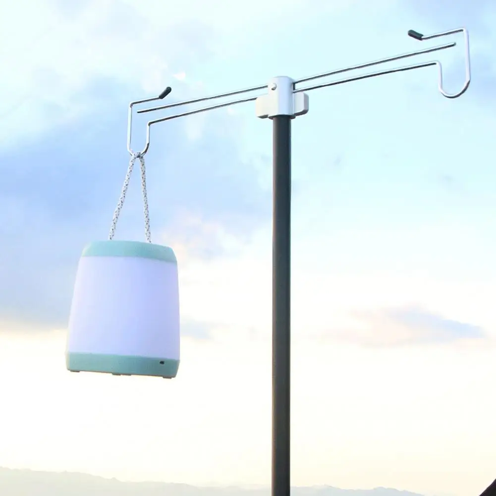 

Retractable Double Hooks Lamp Stand With Storage Bag Aluminum Alloy Portable Folding Camping Tools Lantern Pole Lamp Accessory