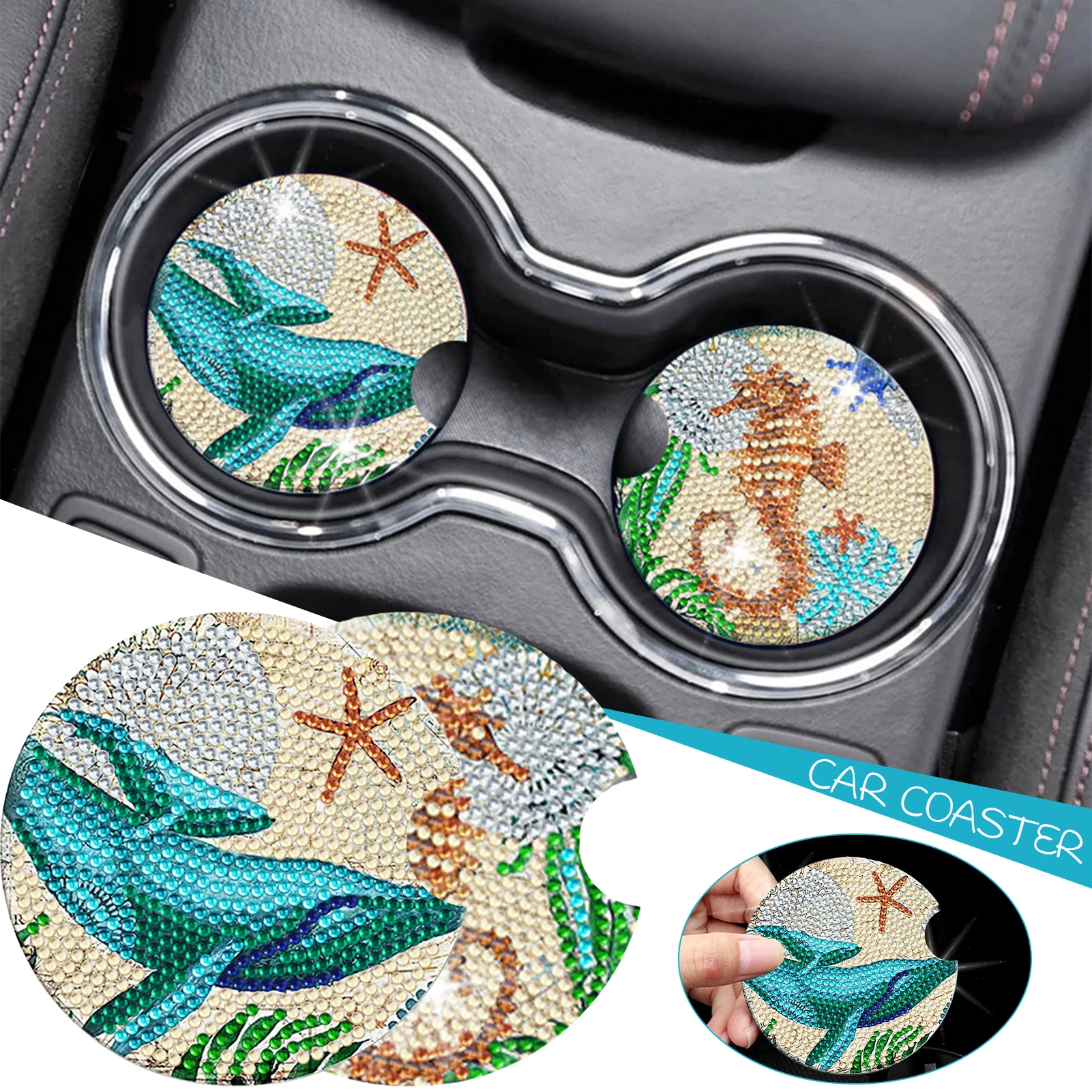 

Shiny Rhinestone Art Painting Cup Mat Practical Rhinestone Cup Mat Gift For Birthday