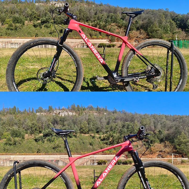 Фото Новая градиентная розовая рама ALANERA T800carbon 29er Storm Shadow-MAX для горного велосипеда 148, открытая рама UD, хвостовой крючок №2
