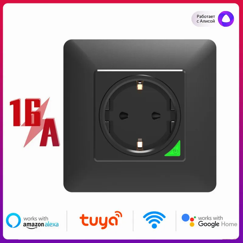 

Tuya Smart Home EU 16A Smart Wall Socket Wifi Power Plug Smart Life APP Voice Remote Control Works with Google Home Alexa IFTTT