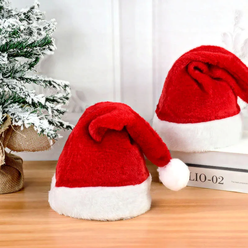 

1 шт. детская Рождественская шапка для взрослых, большой шар, Плюшевые рождественские шапки для женщин и мужчин, Красная шапка Санта-Клауса, Высококачественные мягкие плюшевые шапки