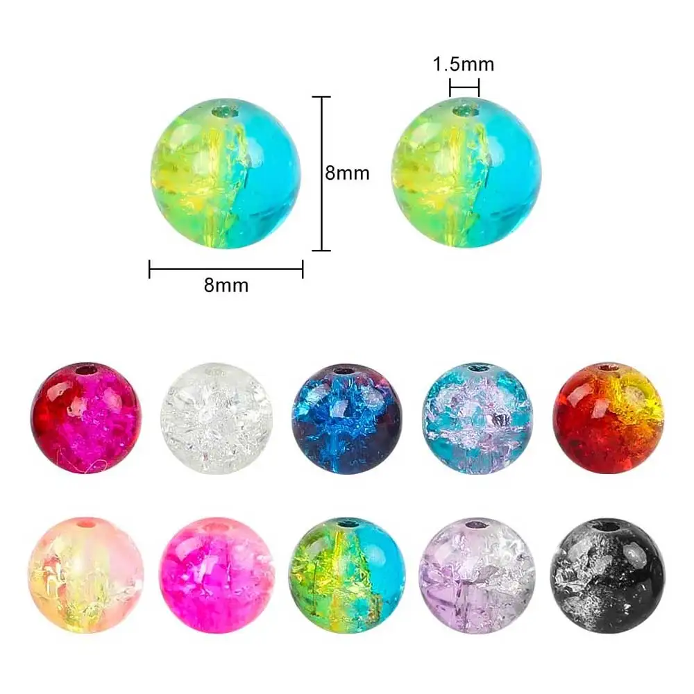 стеклянные бусины для рукоделия beads for jewelry making 100 шт. 4/6/8/10 мм двухцветные