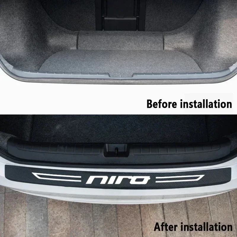 Фото Защитная накладка на пороги и бампер из карбона с логотипом KIA NIRO, антицарапийная, для дверей автомобиля и багажника №2