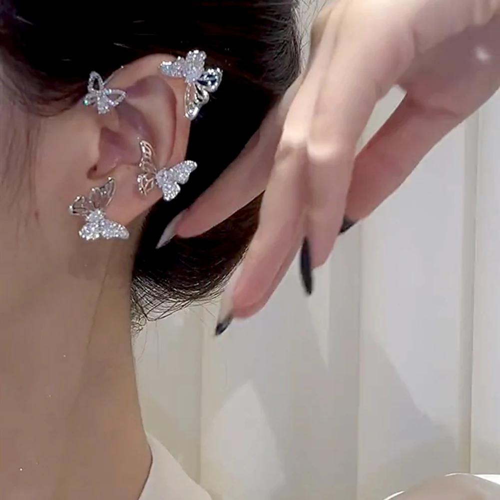 

Zircons Butterflies Earrings Lightweight Delicate Ear Accessories For Wedding