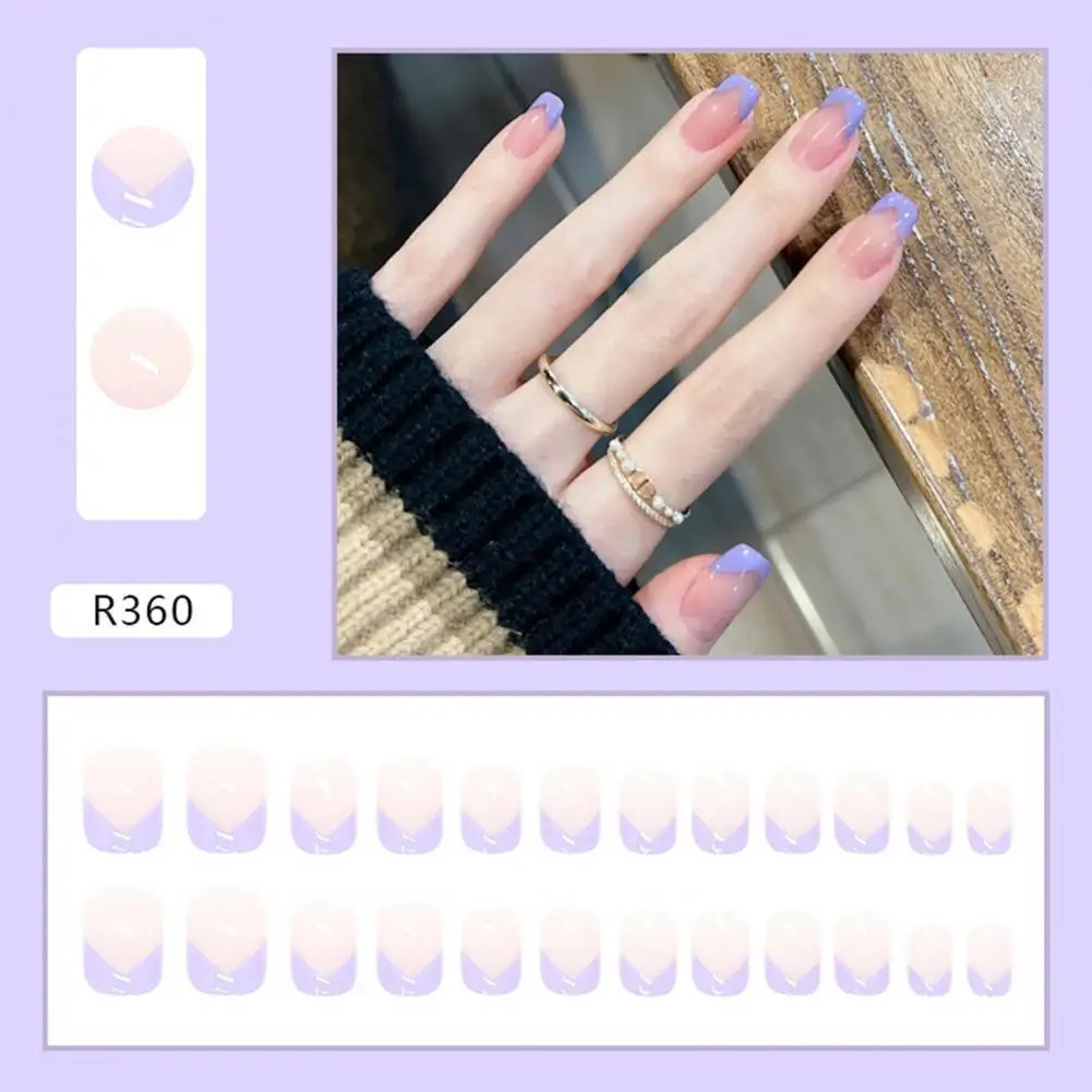 

Nail Patch Modern Smooth Surface Easy to Use Purple Fringe False Nail for Home Nail Art Patch False Nail