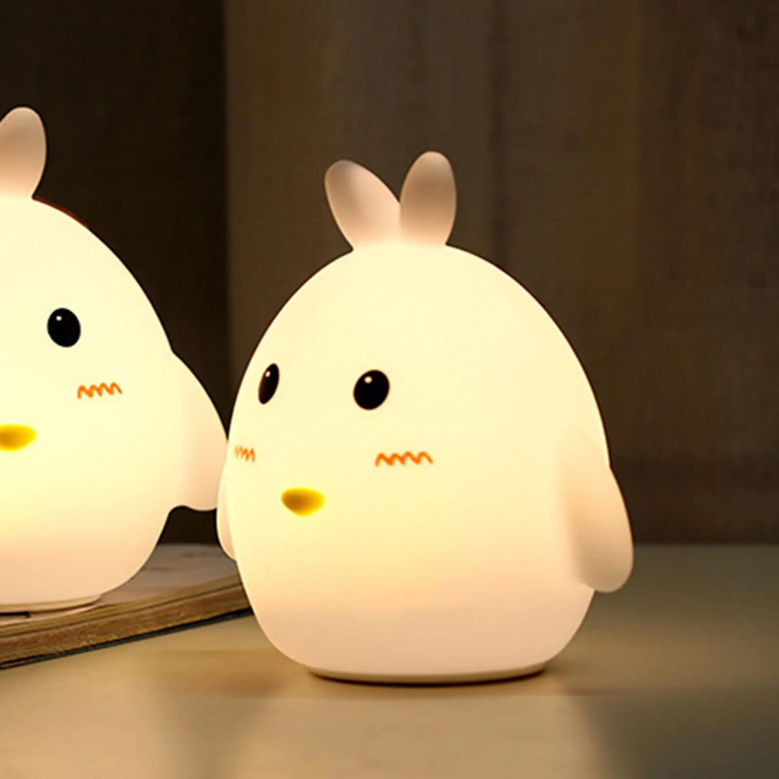 

Cute Lovely Silicone LED Night Light Color Changing with Touch Sensor Gifts Tap Chicken Lights Bedside Lamp for NightStand Decor
