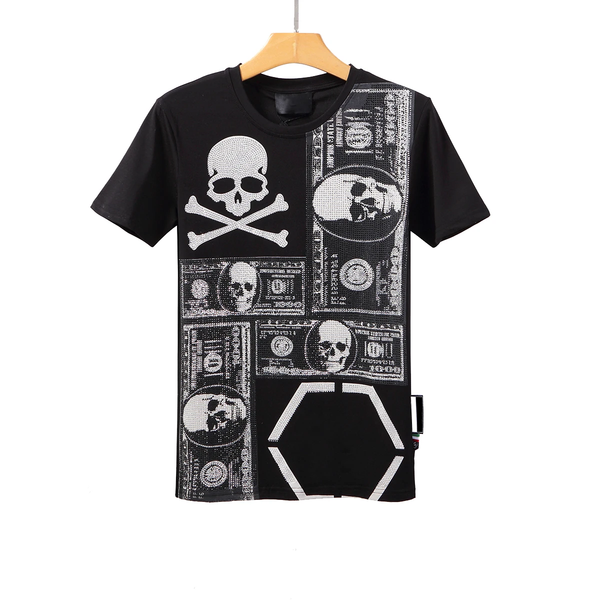 

Philip European And American Fashion Brand PP Men's Simple Letter Printing Hot Diamond Casual Short Sleeve Round Neck T-shirt