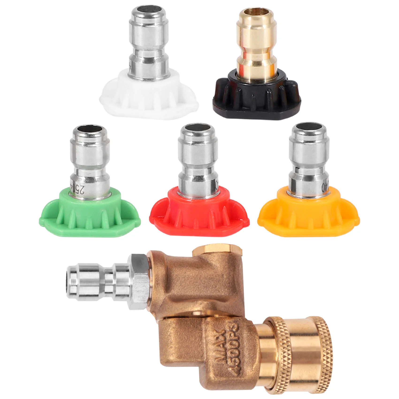 

Car Washer High Pressure Washer Nozzle Tips Wand Pivot Coupler Power Spray Kit 4500 PSI Pivot Coupler with Nozzle Tips