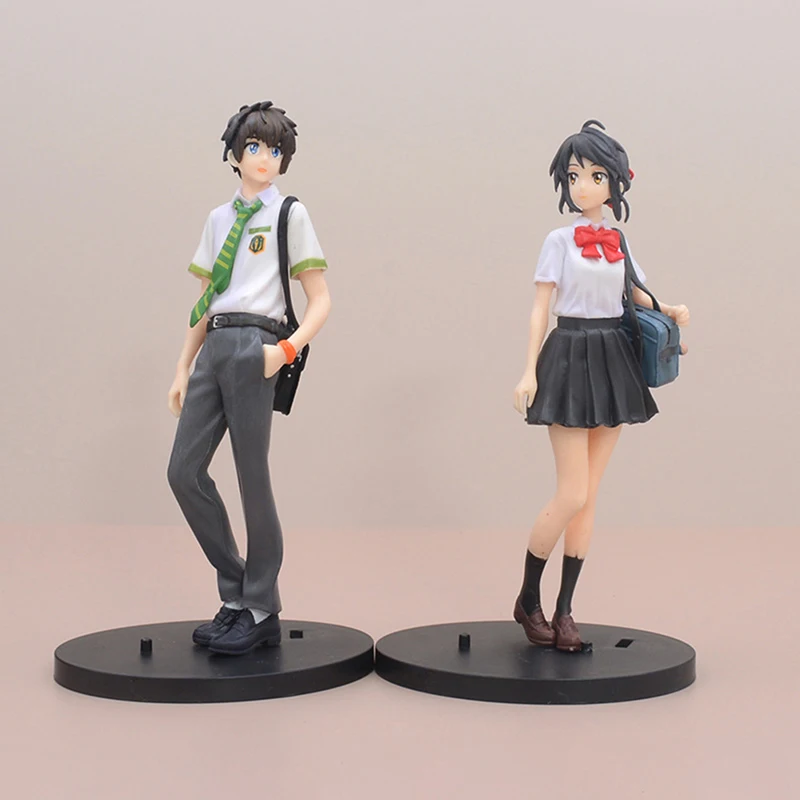 

21cm Anime Your Name Action Figure Tachibana Taki Miyamizu Mitsuha Kimi No Na Wa Kawaii Figurine PVC Collectible Model Toy