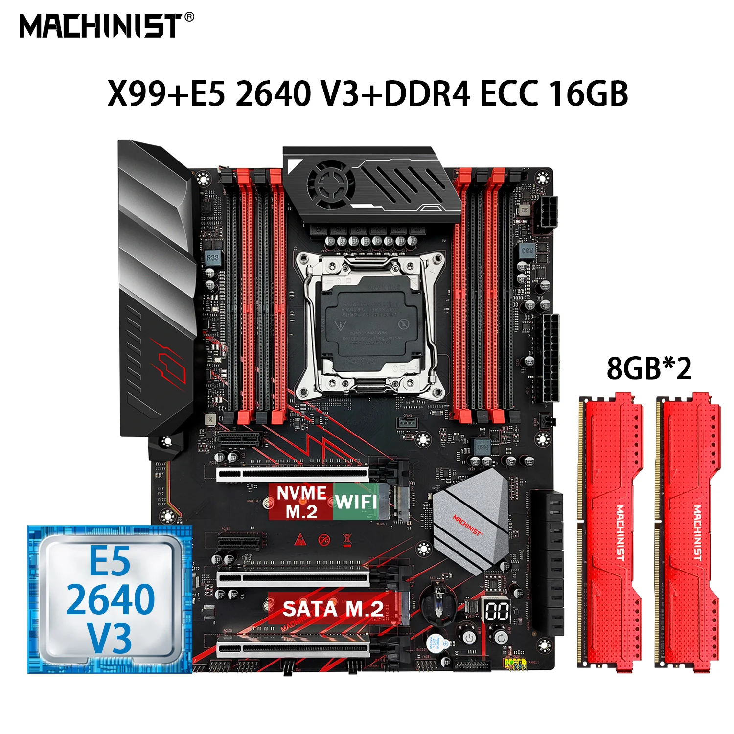 

Комплект материнской платы MACHINIS X99 LGA 2011-3 Xeon E5 2640 V3, комплект памяти процессора DDR4 ECC 16 Гб = 2*8 Гб RAM Combo NVME M.2 MR9D PLUS