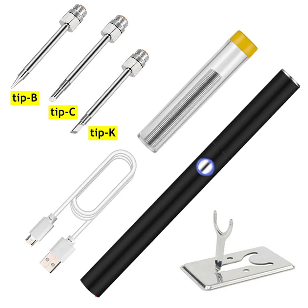 

5V battery powered soldering iron with protective cover 510 rechargeable soldering iron with welding wire wireless charging sold