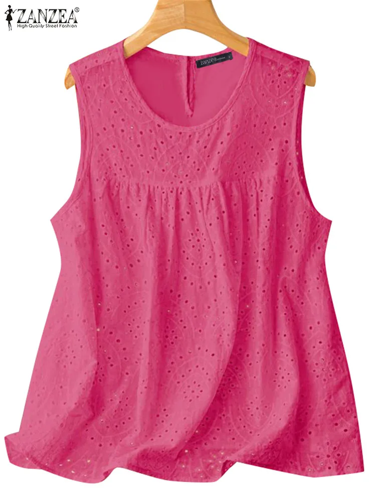 Корейский кружевной лоскутный Топ ZANZEA без рукавов женские летние майки 2024 модный