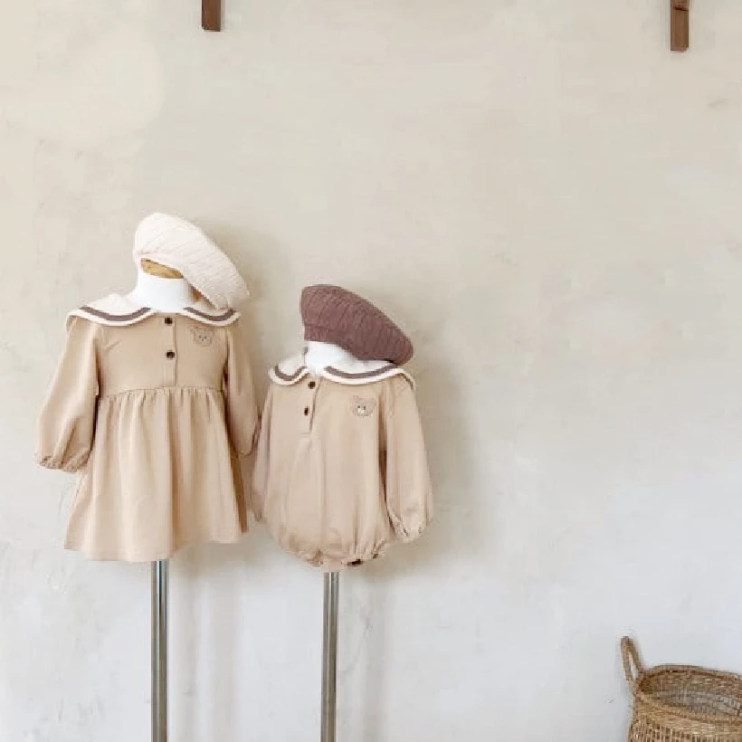 

Autumn Baby Clothes Sailor Collar For Newborn Baby Girls Dress Infant Romper Long Sleeve Toddler Jumpsuit Costume Baby Overalls
