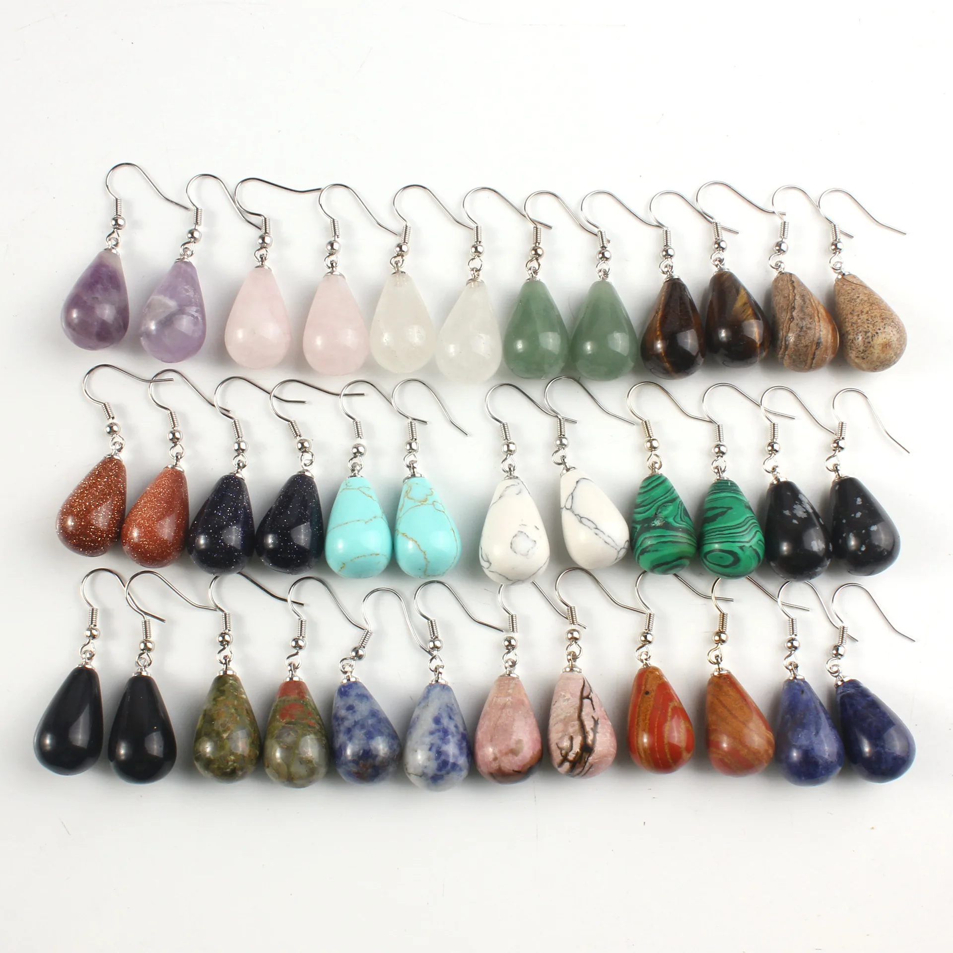 

Natural Crystal Crystal Water Drop Earrings for Women Simple Amethyst Stone Earrings Fashion Color Pendant Gift New Boho
