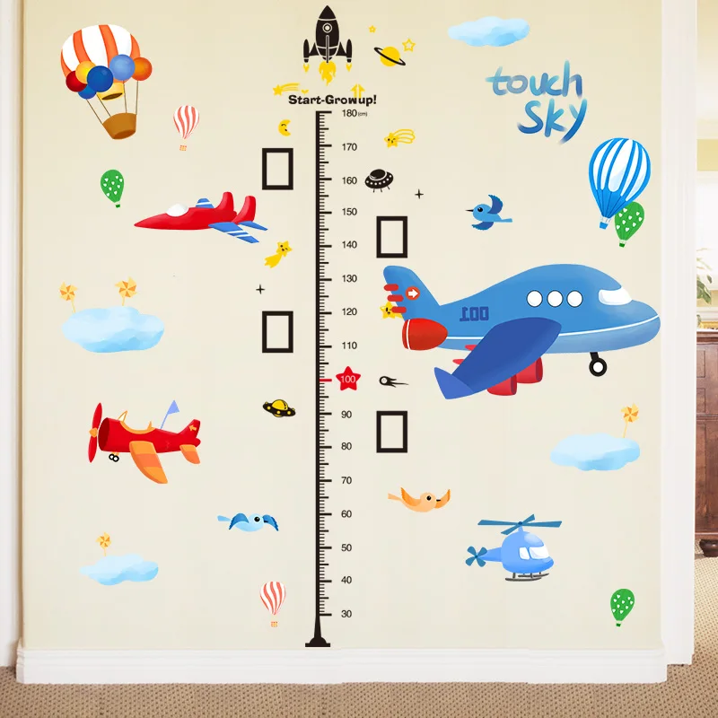 

Creative Height Measure Wall Stickers DIY Hot Air Balloon Aircraft Wall Decals for Kids Rooms Baby Bedroom Nursery Decoration