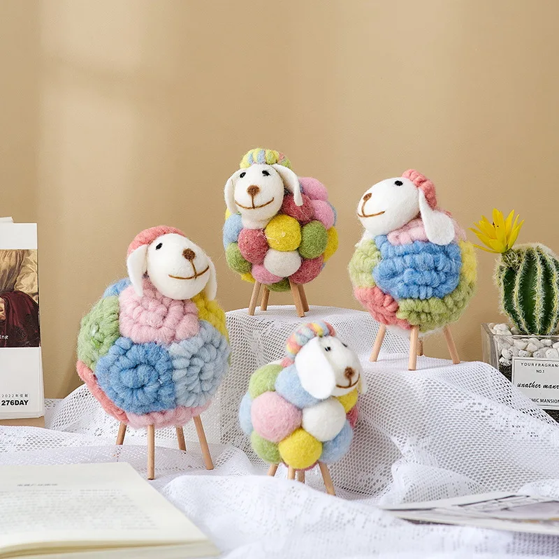 1Pc Mini Table Ornament Felt Sheep Figurines Miniatures Wool Felt Lamb Cute Toys Desktop Decor Home Furnishings Kid Gifts