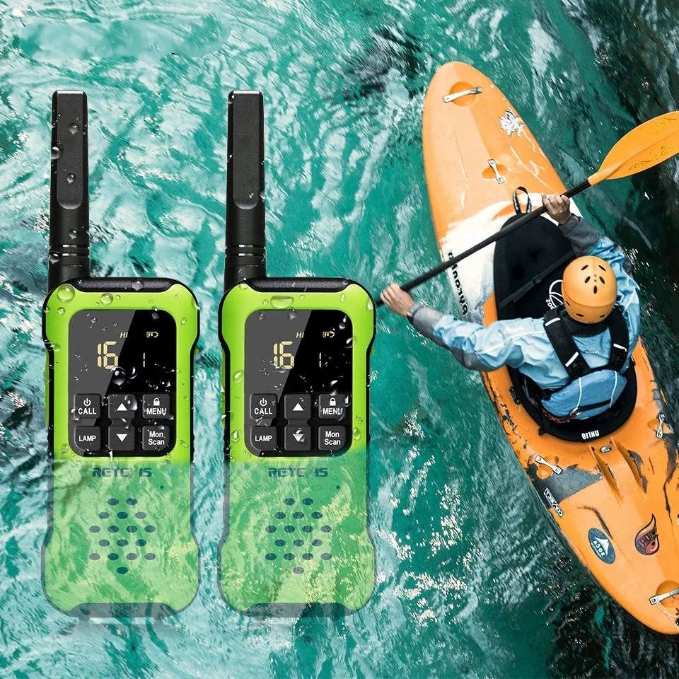 Walkie Talkie Waterproof IP67 Floating Two-way Radio 2 pcs Included PMR 446 Rechargeable AA Battery Fishing Kayak RT649P