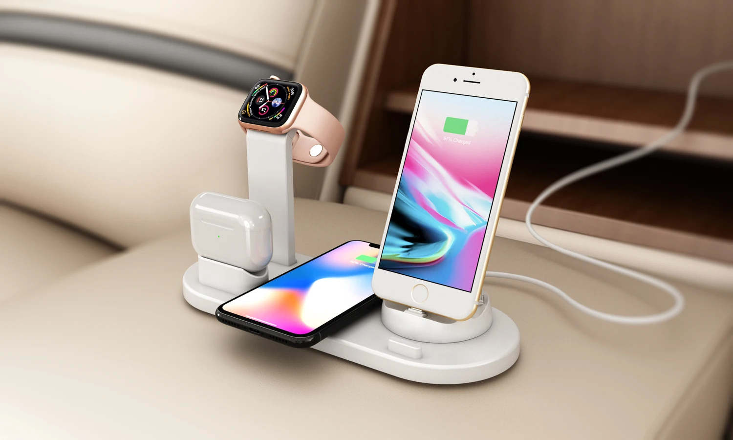 4 in 1 usb c magsaf quick wireless charger adapter docking station stand for apple watch smartphone iphone 8 x 11 12 13 earpod free global shipping
