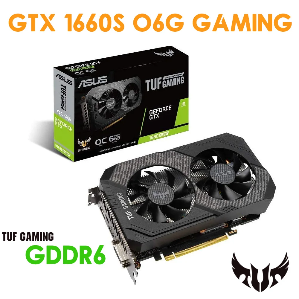 

ASUS TUF GTX1660S-O6G-GAMING Video Card GeForce GTX 1660 Super Overclocked 6GB Edition HDMI DP DVI Gaming Graphics 1660S GPU New