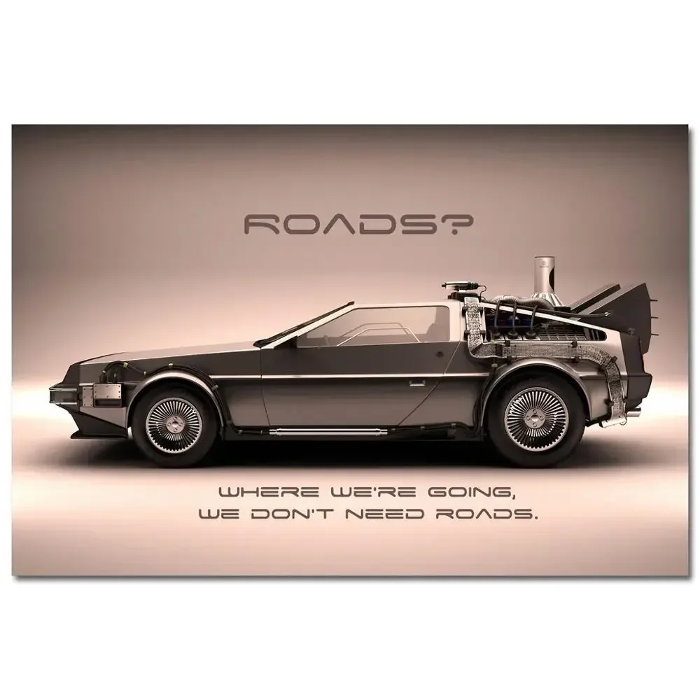 

Back To The Future Delorean DMC-12 Supercar Posters and Prints Silk Painting Canvas Wall Art Modern Home Decorations
