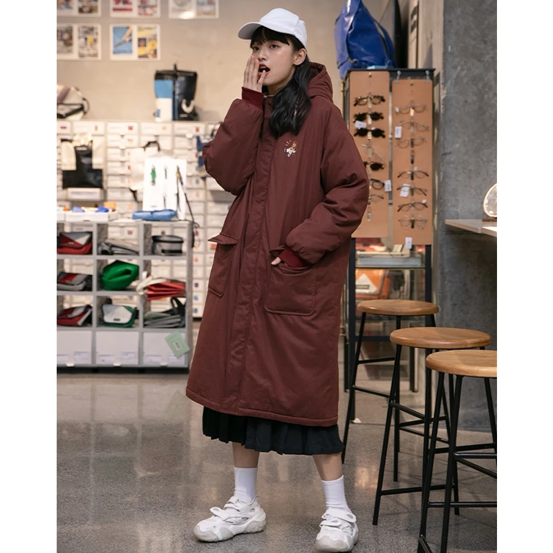 

Women Wine Red Long Down Jacket Hooded Fashion Duck Down Waterproof Thicken Warm Feather Female Puffer Winter New Outwear Tops