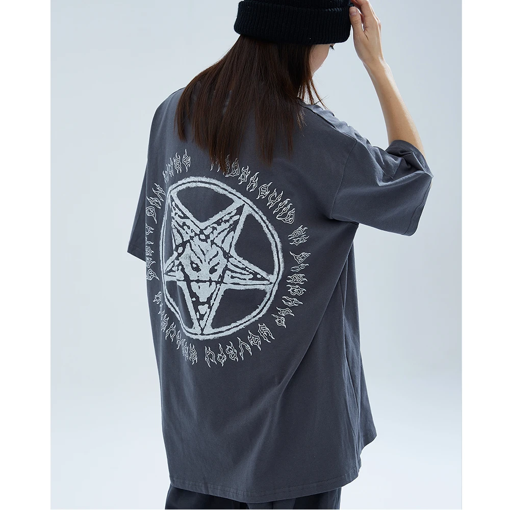 Мужская хлопковая футболка LockTheIdea в стиле Харадзюку с принтом демонов готическом