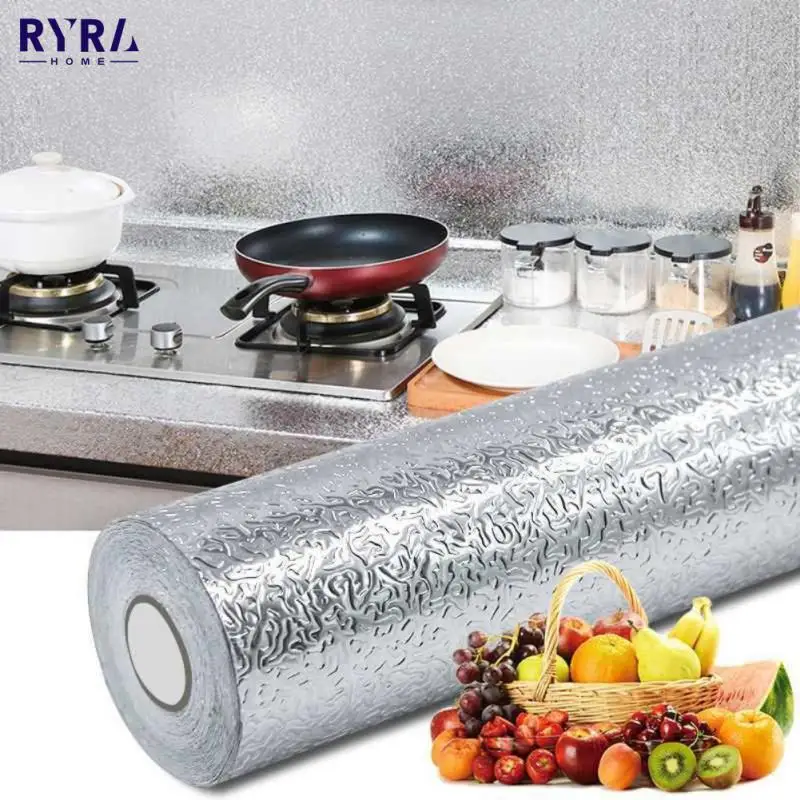 

40/60x200/300/500cmThick Waterproof Kitchen Aluminum Foil Self-adhesive Oil-proof Stickers Stove Anti-fouling Wall Sticker 2022