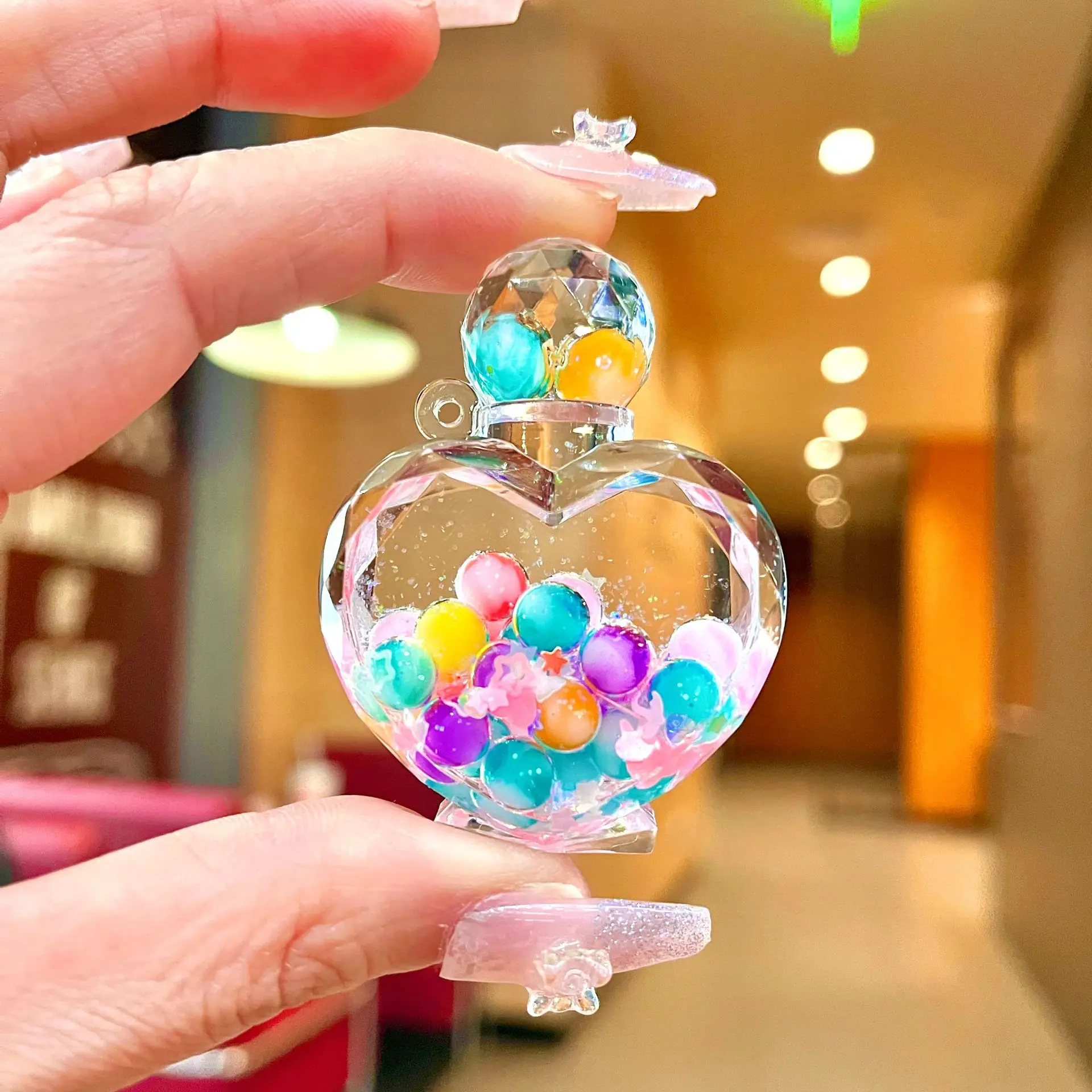 

DIY Into the Oil Bubble Beads Luminous Quicksand Bottle Accessories Wholesale Ornaments Acrylic Keychain Pendant Jewelry