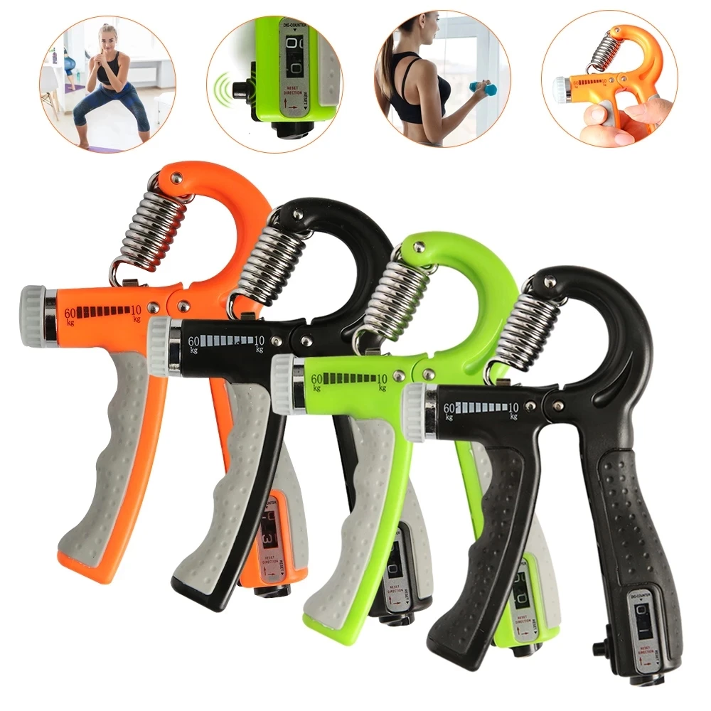 

R-Shape Adjustable Hand Grip Sports Strength Countable Exercise Strengthener Gripper Spring Finger Pinch Carpal Expander