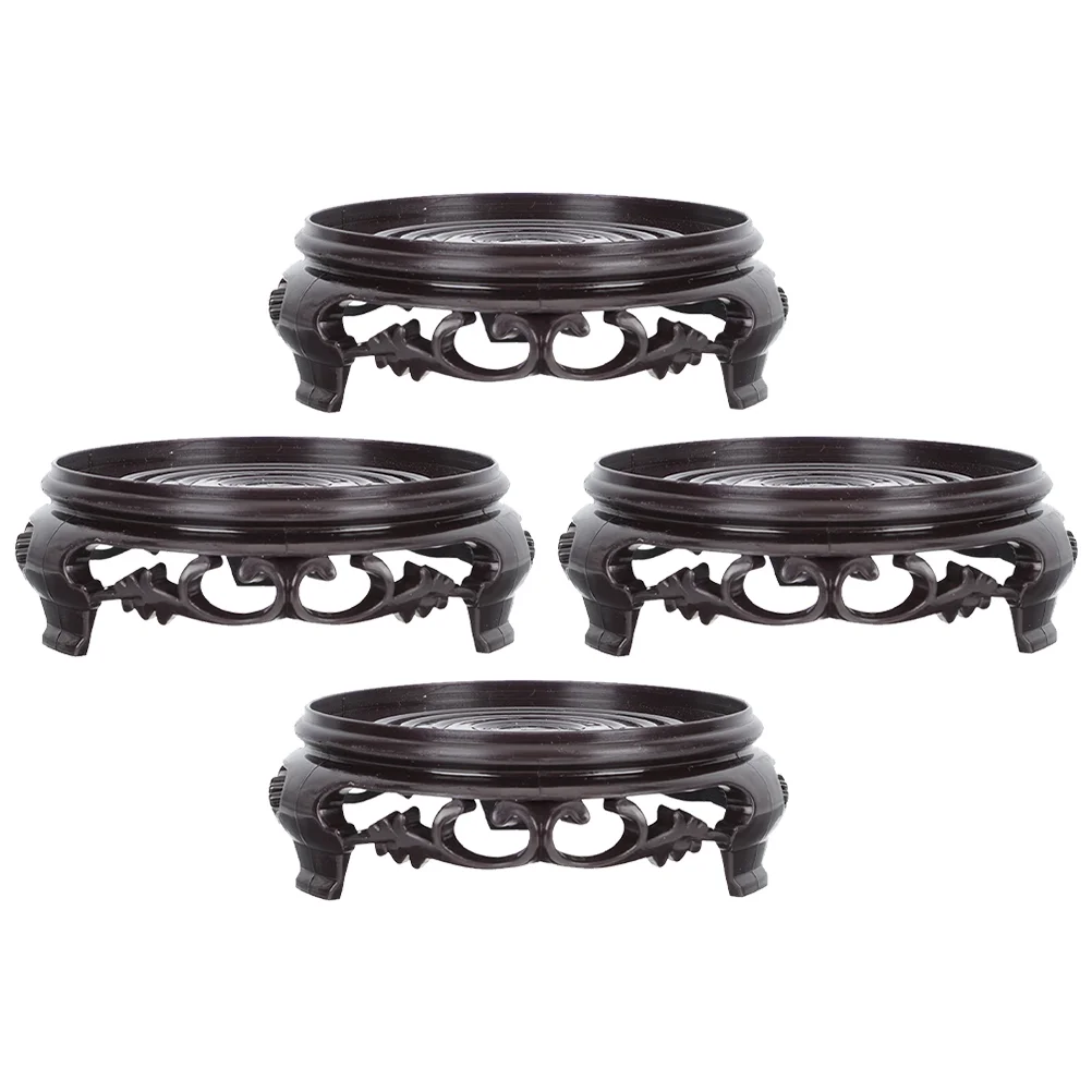 

4 Pcs Plants Bonsai Plastic Rack Household Indoor Holder Buddha Statue Display Potted Retro Shelf