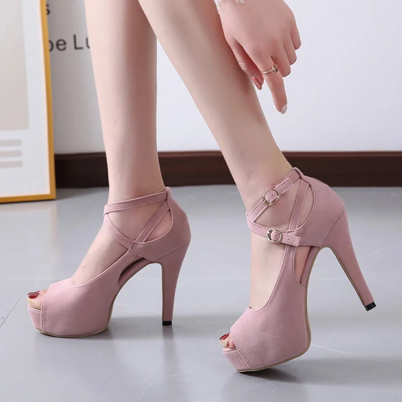 

Large Size Sandals Super High 16cm Heel Fancy Glitter Stiletto Platform Sequined Women's Shoes Luxury Women Shoes